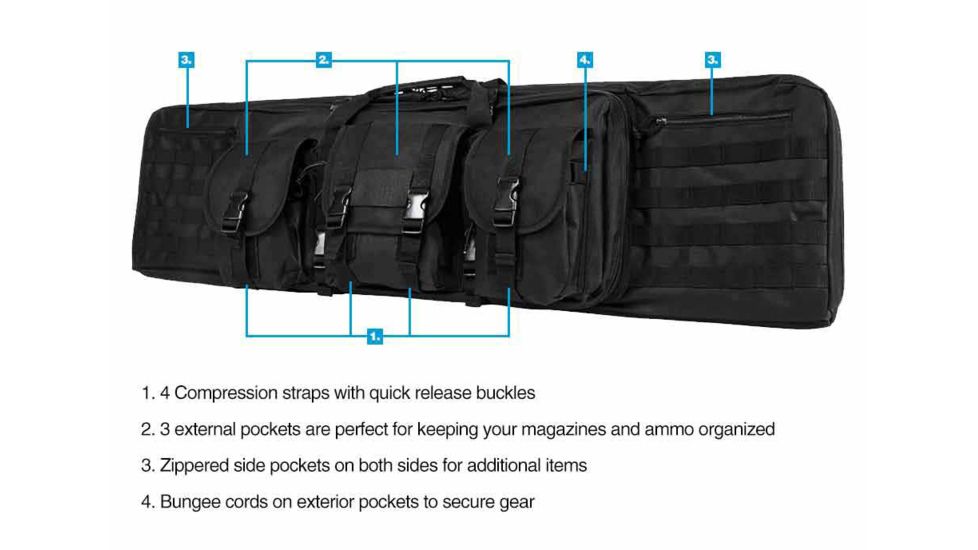 VISM 36in Double Carbine Gun Case, Black CVDC2946B-36