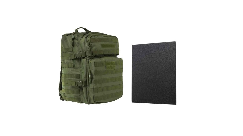 Vism Assault Backpack w/11x14in Level IIIA Hard Ballistic Plate, Green BUFLCBAG2974-A