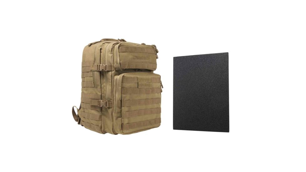 Vism Assault Backpack w/11x14in Level IIIA Hard Ballistic Plate, Tan BUFLCBAT2974-A