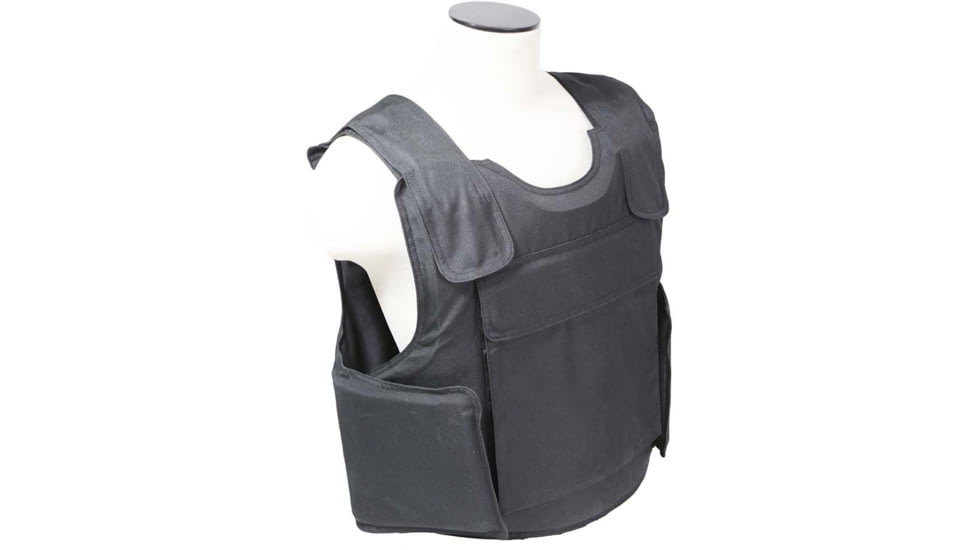 VISM Black Outer Carrier Vest w/Four Level IIIA Ballistic panels, Small, Black, BSO3AVBS