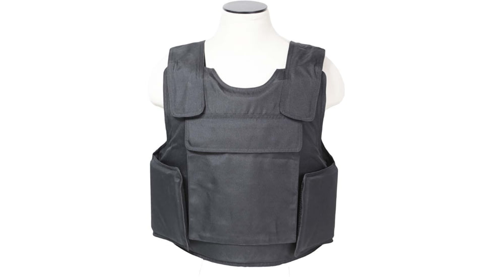 VISM Black Outer Carrier Vest w/Four Level IIIA Ballistic panels, Small, Black, BSO3AVBS