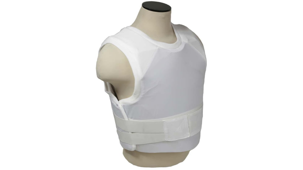 VISM Concealed Carrier Vest wi/Two Level IIIA Ballistic panels, Small, White, BSI3AVWS