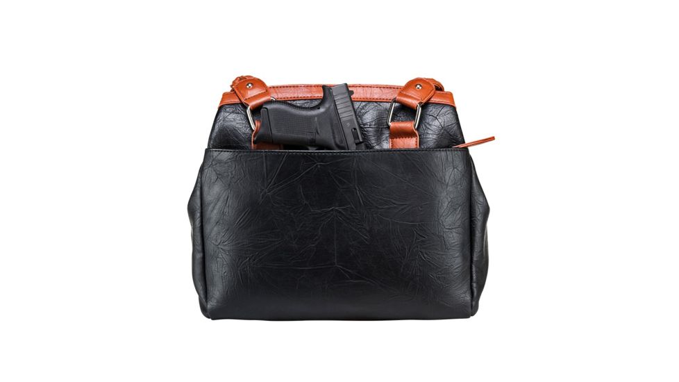 Vism Concealed Carry Braided Tote Bag, Black w/Brown, BWF002