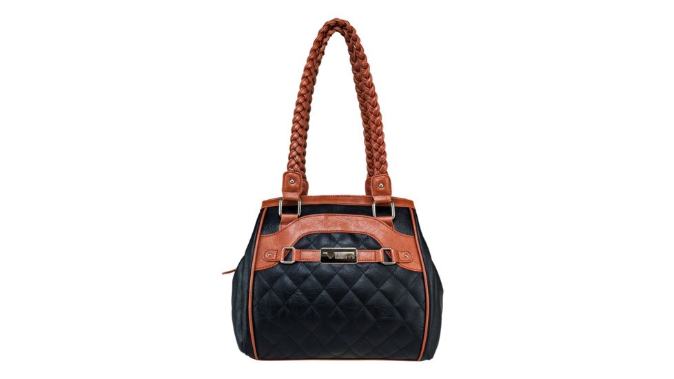 Vism Concealed Carry Braided Tote Bag, Black w/Brown, BWF002