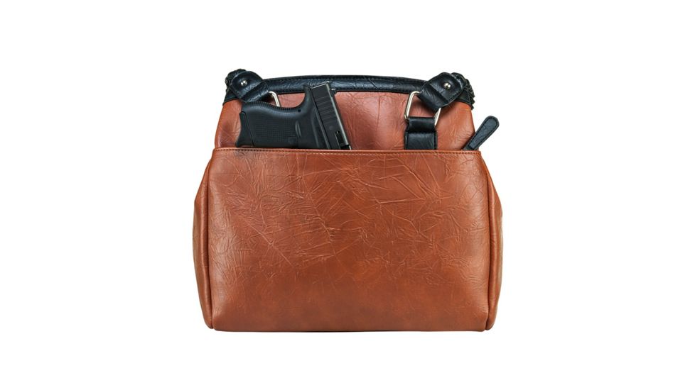 Vism Concealed Carry Braided Tote Bag, Brown w/Black, BWF003