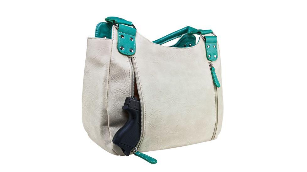 Vism Concealed Carry Hobo Bag- OFF WHITE W/ SEAFOAM, Off White w/Seafoam, BWC002
