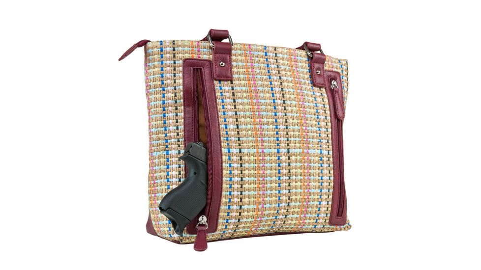 Vism Concealed Carry Printed Tote Bag, Burgundy, BWK002