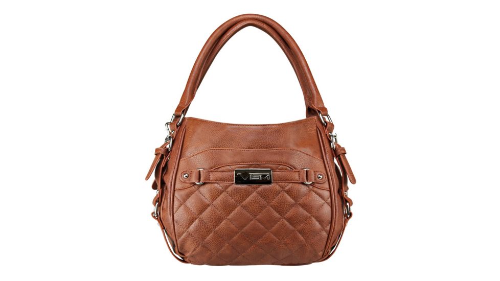 Vism Concealed Carry Quilted Hobo Bag/BROWN, Brown, BWD003