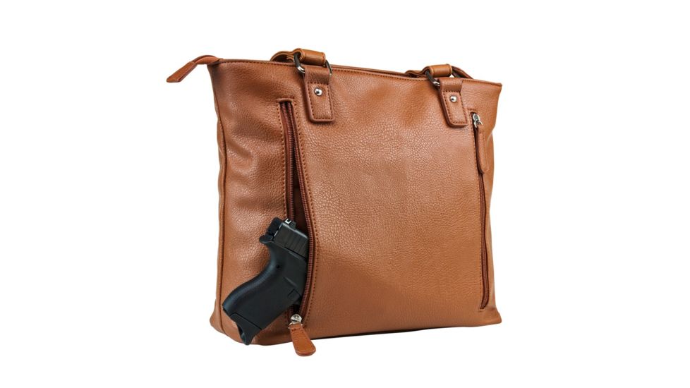 Vism Concealed Carry Quilted Tote Bag, Brown, BWH003