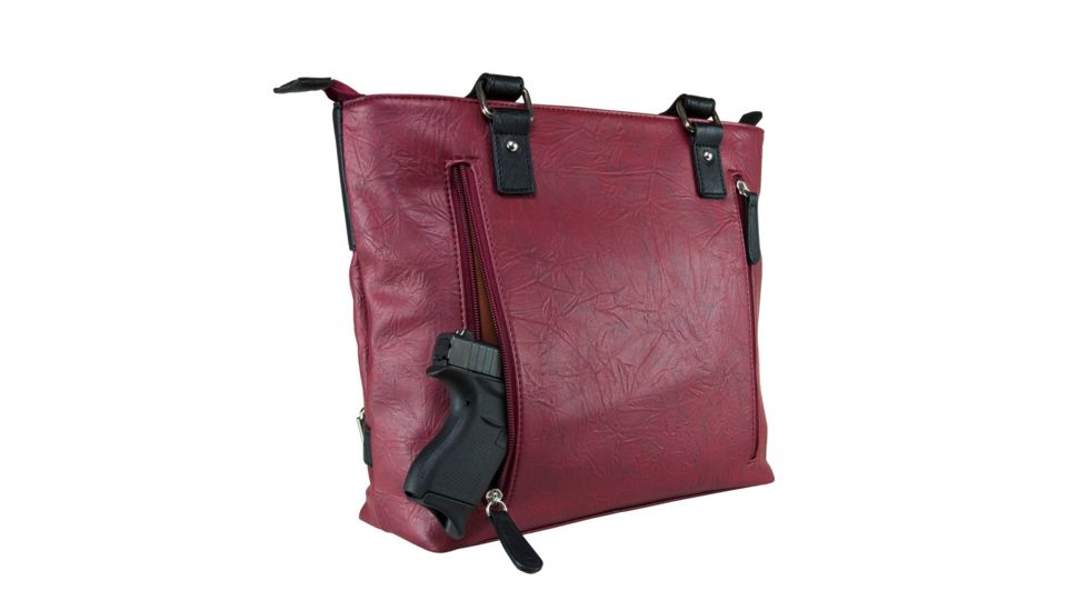 Vism Concealed Carry Satchel Bag, Black w/Burgundy, Small, BWI002