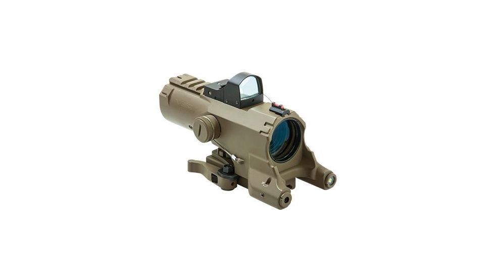 VISM ECO Prismatic Scope 4X Scope/Laser &amp; NAV LED/Green Micro Dot, Tan VECO434QRTG