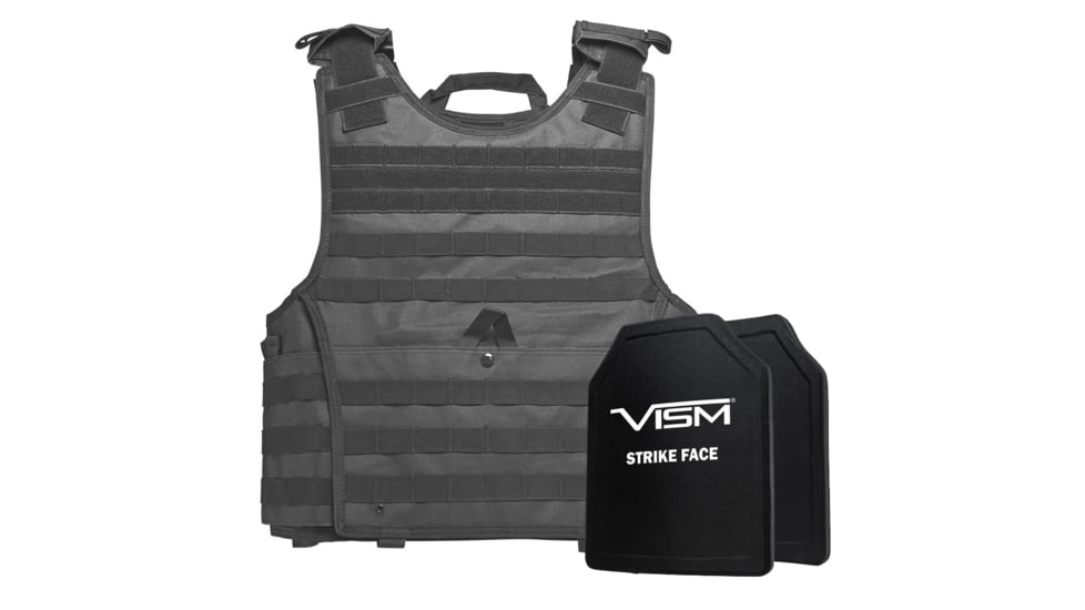 VISM Expert Plate Carrier Vest w/ Two 10''x12'' Shooters Cut Hard PE Ballistic Panels, Urban Gray, 2XL, BPCVPCVXL2963U-A