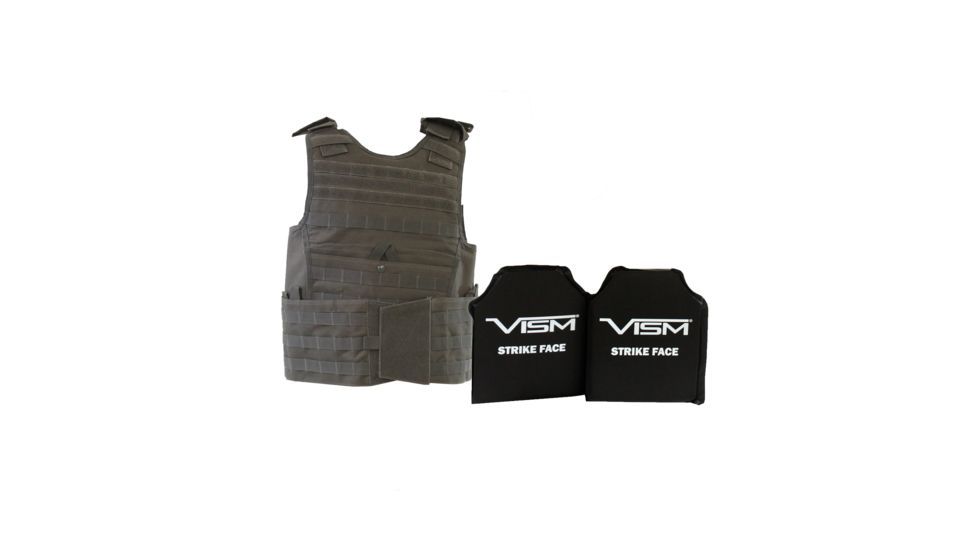 Vism Expert Plate Carrier Vest w/Two Rectangle Cut Soft Ballistic Panels, Urban Gray, BSCVPCVX2963U-A