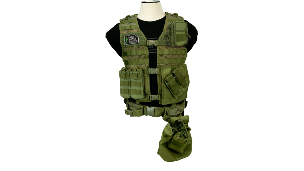 Vism Zombie Rezurrection Kit, Green - with Vest, MOLLE Panel, 4 Pouches