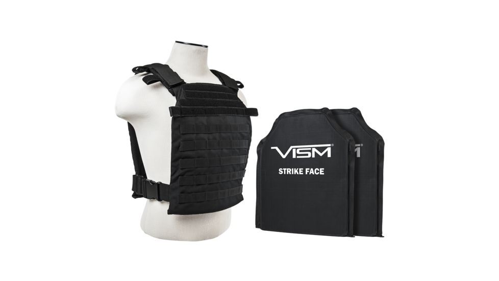 Vism Larger Fast Plate Carrier w/2 11x14in Level IIIA Shooters Cut Soft Ballistic Panels, Black BSLCVPCFL2995B-A