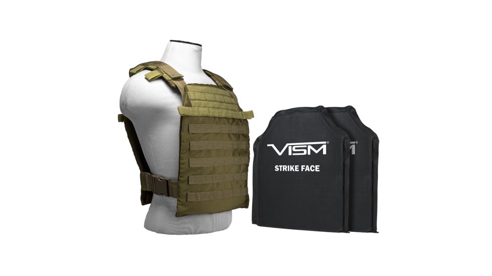 Vism Larger Fast Plate Carrier w/2 11x14in Level IIIA Shooters Cut Soft Ballistic Panels, Tan BSLCVPCFL2995T-A
