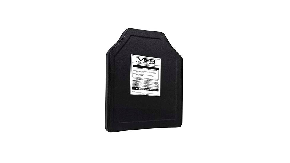 VISM LVL III+ SRT Ceramic/PE Ballistic Plate, 10X12, Curved Shooters Cut, Black, BP3PC1012
