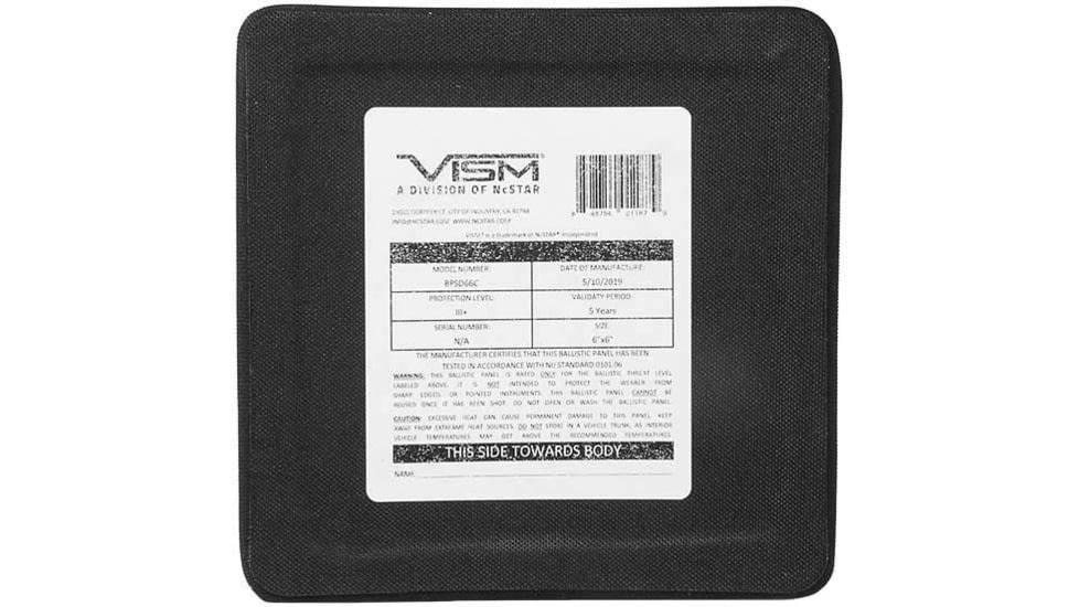VISM LVL III+ SRT Ceramic/PE Ballistic Plate, 6X6, Curved Side Plate,, Black, BP3P66C