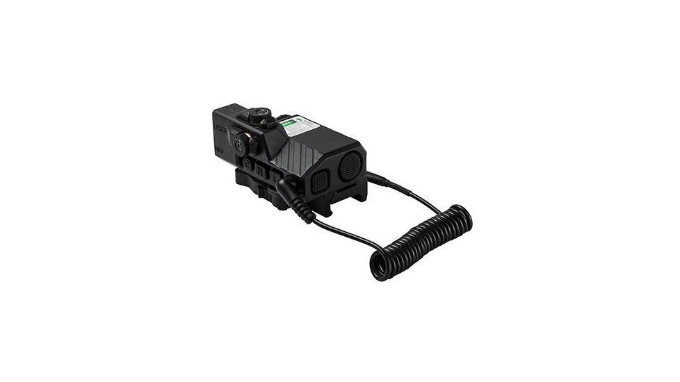 Vism Off-Set Laser Designator Box With Green Laser And 2 Color Led Nav Lights With Quick Release Mount, Black VLGSNVQRB