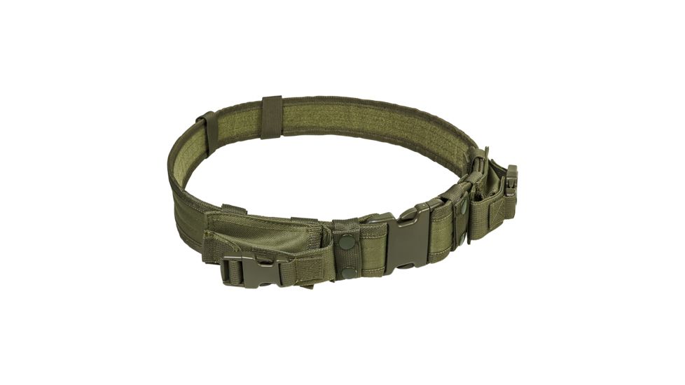 Vism Tactical Shooting / Gun Belt w/ Two Pouches, Green, Adjustable Waist Size 32 - 49 in CVBLT2978G