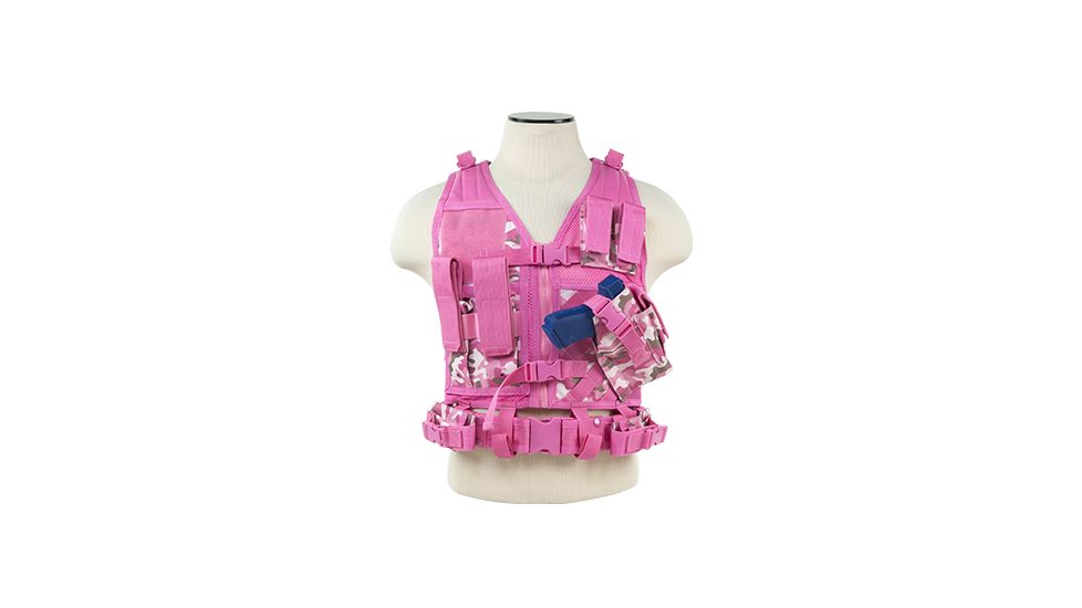 VISM Tactical Vest, Hydration System Compatible, Pink Camo, XS-S CTVC2916PC