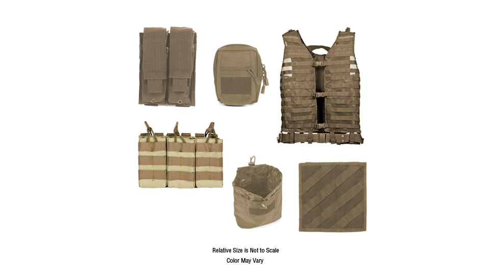 Zombie Rezurrection Kit, Tan - with Vest, MOLLE Panel, 4 Pouches