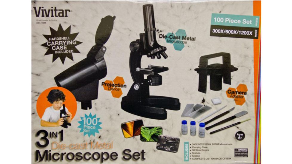 Vivitar 3-in-1 Microscope Set, Black, Medium VIV-MIC-4