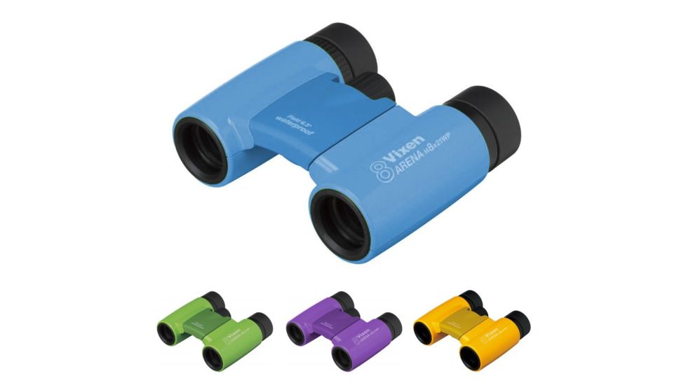 Vixen Arena 8x21mm Waterproof Binocular, Blue, Green, Purple, Yellow