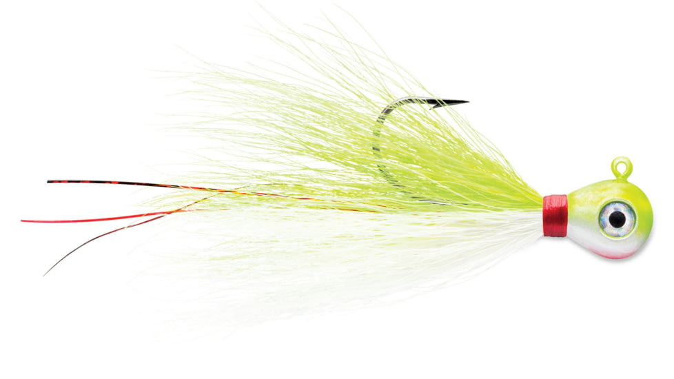 VMC Bucktail Jig, Chartreuse White, 1/32oz, BKJ132-CHW