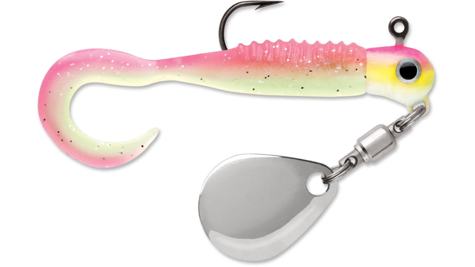 VMC Curl Tail Spin Jig, Pink Chartreuse Glow, 1/16oz, CTSJ116PCGL