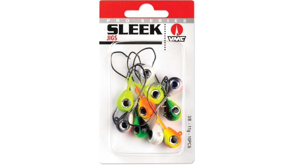 VMC Sleek Jig Kit, 1/8oz Number 1/0 Hooks, 10 Assorted Colours, SLJ18K