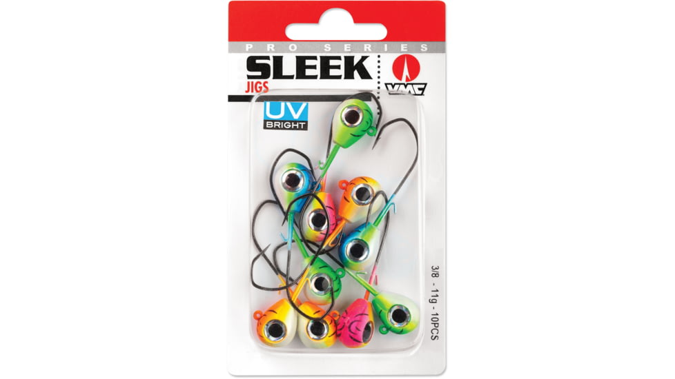 VMC Sleek Jig UV Kit 1/4oz, Number 2/0 Hooks, 10 Assorted UV Colours, SLJ14UVK