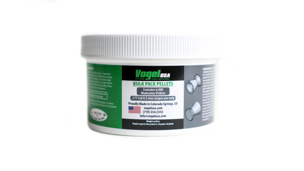 Vogel Bulk .177 Cal Pellets, .51-.55 Gram, 4.50 Head, 6,000 count, Silver, .177 bulk wadcutter pellet6k