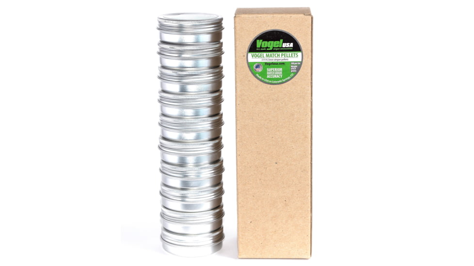 Vogel LG Match .177 Cal Pellets, .53 Gram, Green Tin, 4.50 Head, 500 count, Silver, .177 wadcutter green tin-45