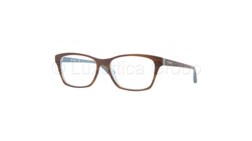 Vogue VO2714 Progressive Prescription Eyeglasses 2014-5416 - Top Striped Brown/Azure Frame, Demo Lens Lenses