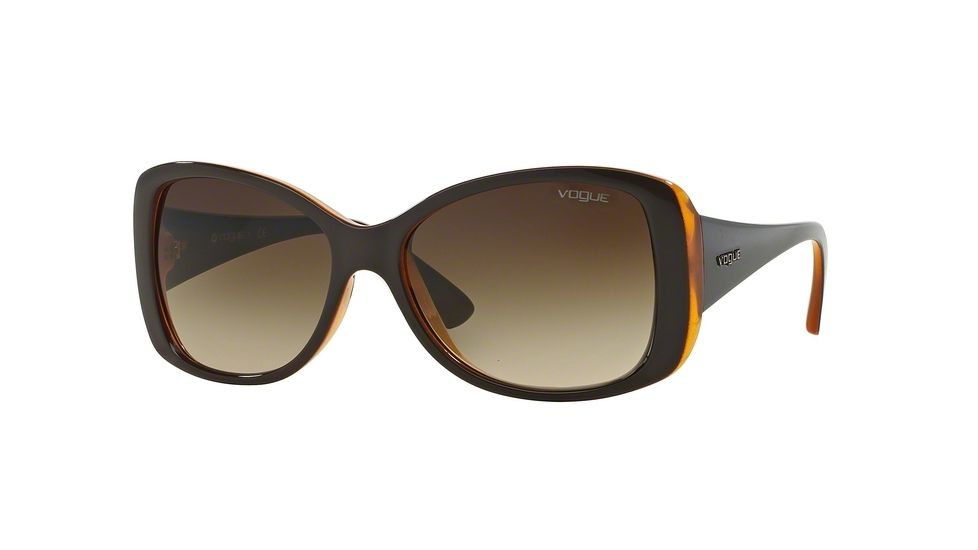 Vogue VO2843S Progressive Prescription Sunglasses VO2843S-227913-56 - Lens Diameter 56 mm, Frame Color Top Brown/Orange Transp