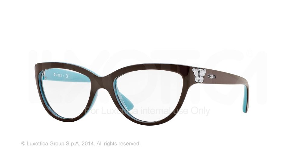 Vogue VO2865 Bifocal Prescription Eyeglasses 2185-52 - Top Brown/pearl Azure Frame