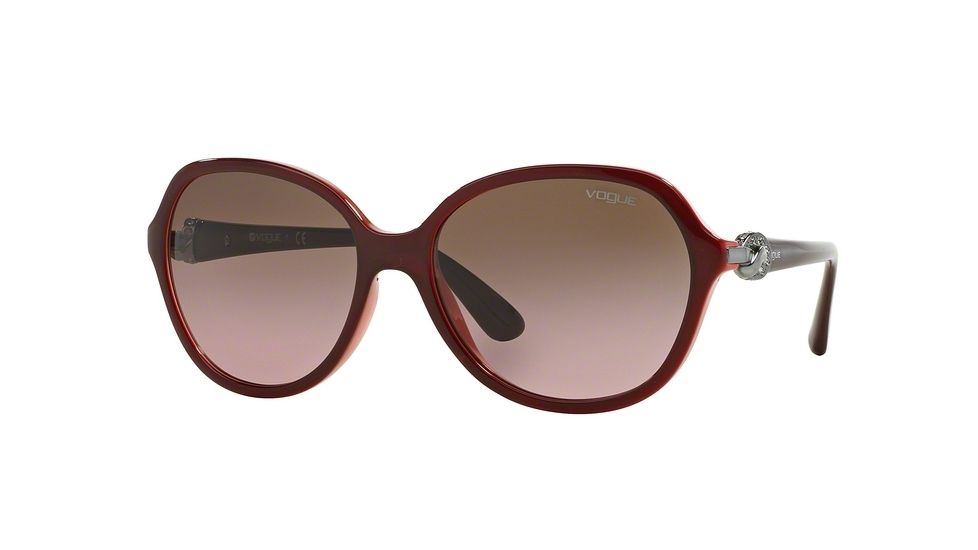 Vogue VO2916SB Sunglasses 232314-58 - Bordeaux/opal Powder Frame, Pink Gradient Brown Lenses