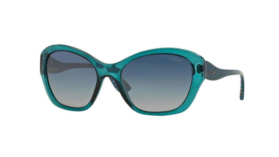 Vogue VO2918S Single Vision Prescription Sunglasses VO2918S-22561G-56 - Lens Diameter 56 mm, Frame Color Transparent Petroleum Green