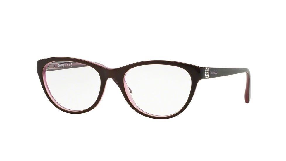 Vogue VO2938B Single Vision Prescription Eyeglasses 1941-52 - Top Brown/Opal White Pink Frame