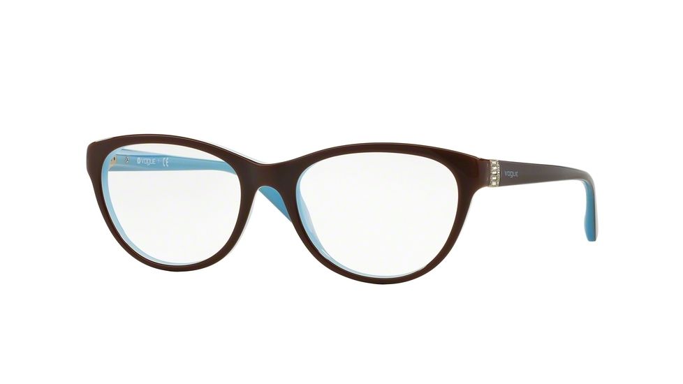 Vogue VO2938B Single Vision Prescription Eyeglasses 2011-52 - Light Brown/White/Opal Azure Frame