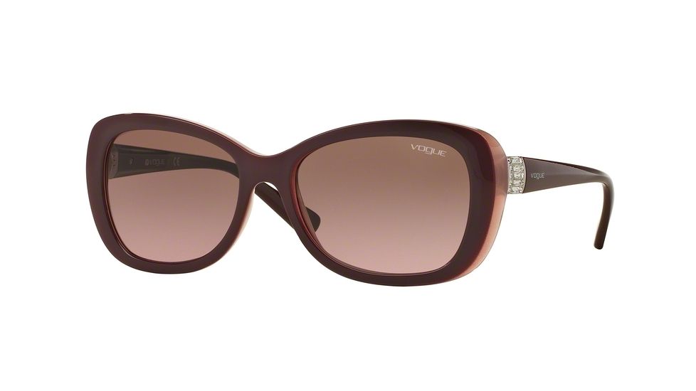 Vogue VO2943SB Sunglasses 238714-55 - Top Dk Bordeaux/pink Transp Frame, Pink Gradient Brown Lenses