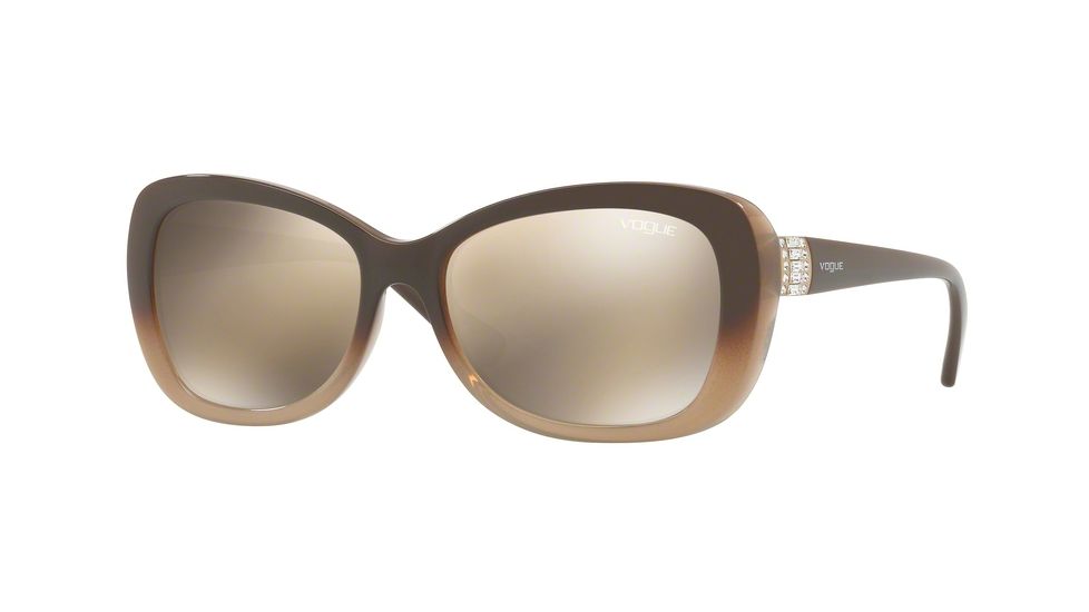 Vogue VO2943SB Sunglasses 25605A-55 - Opal Brown Gradient Brown Frame, Light Brown Mirror Gold Lenses