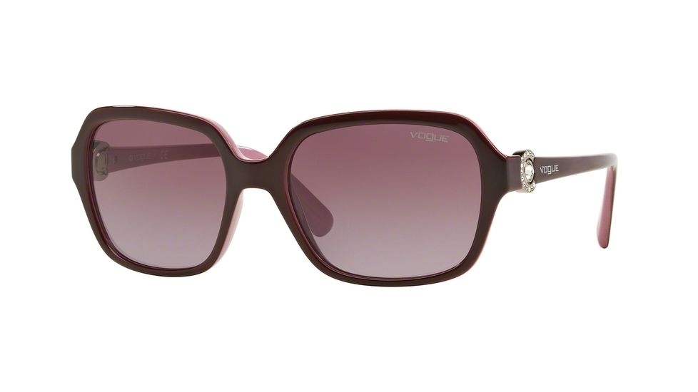 Vogue VO2994SB Single Vision Prescription Sunglasses VO2994SB-23218H-57 - Lens Diameter 57 mm, Frame Color Eggplant Violet/opal Pink