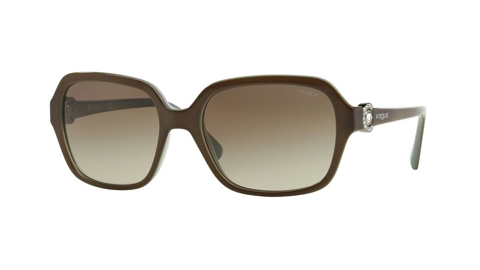 Vogue VO2994SB Single Vision Prescription Sunglasses VO2994SB-23228E-57 - Lens Diameter 57 mm, Frame Color Top Green Mud/opal Azure
