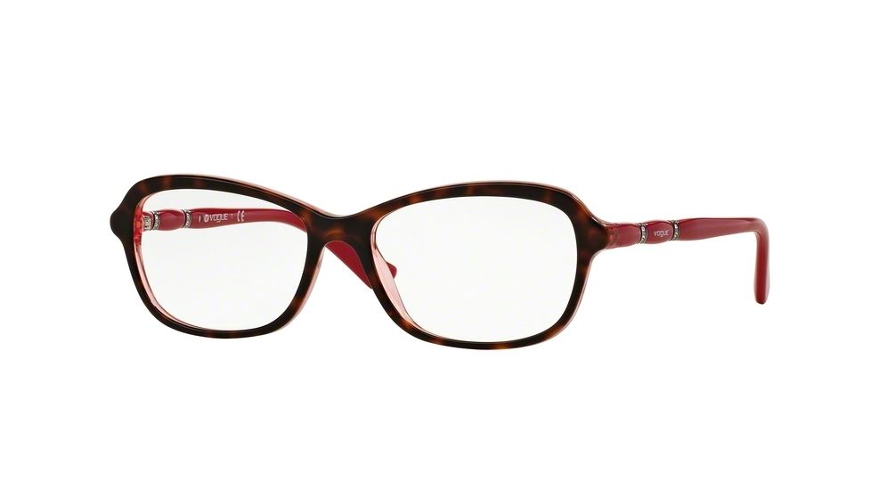 Vogue VO2999BF Progressive Prescription Eyeglasses 2343-54 - Top Dark Havana/pink Crystal Frame