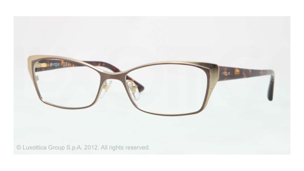 Vogue VO3865 Eyeglass Frames 848-52 - Pale Gold Sand Brown Frame, Demo Lens Lenses