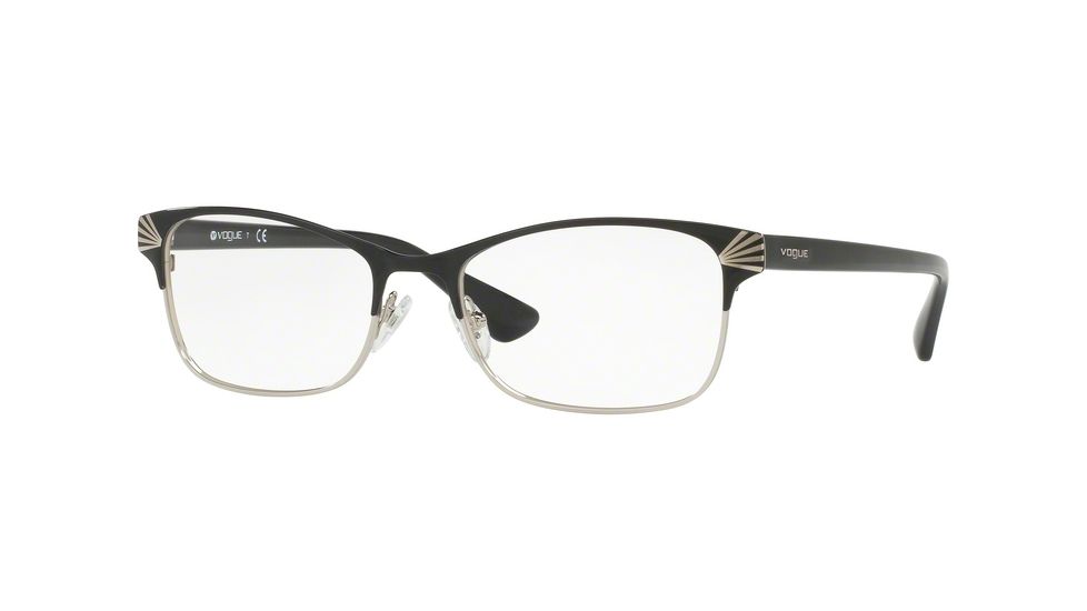 Vogue VO4009 Single Vision Prescription Eyeglasses 352-52 - Black/Silver Frame