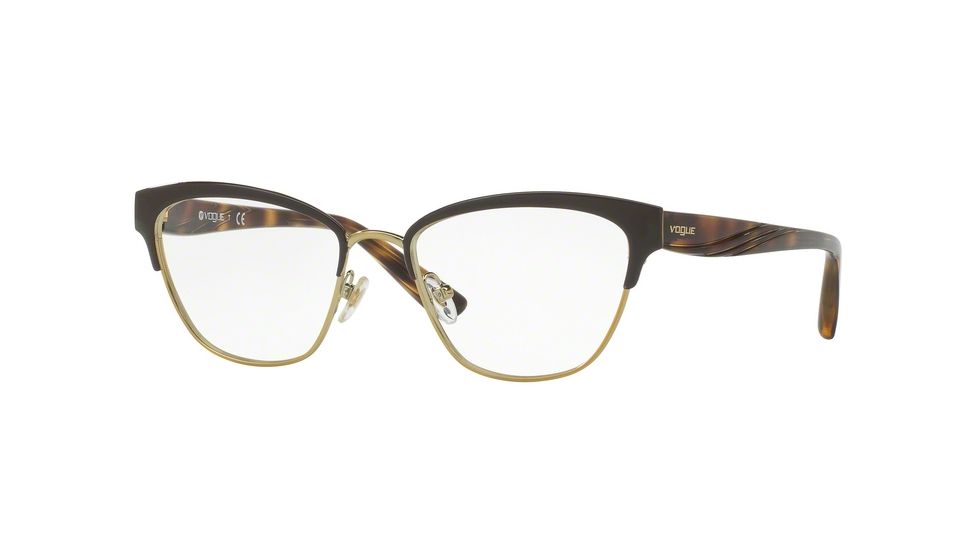 Vogue VO4033 Single Vision Prescription Eyeglasses 997-51 - Brown/Pale Gold Frame
