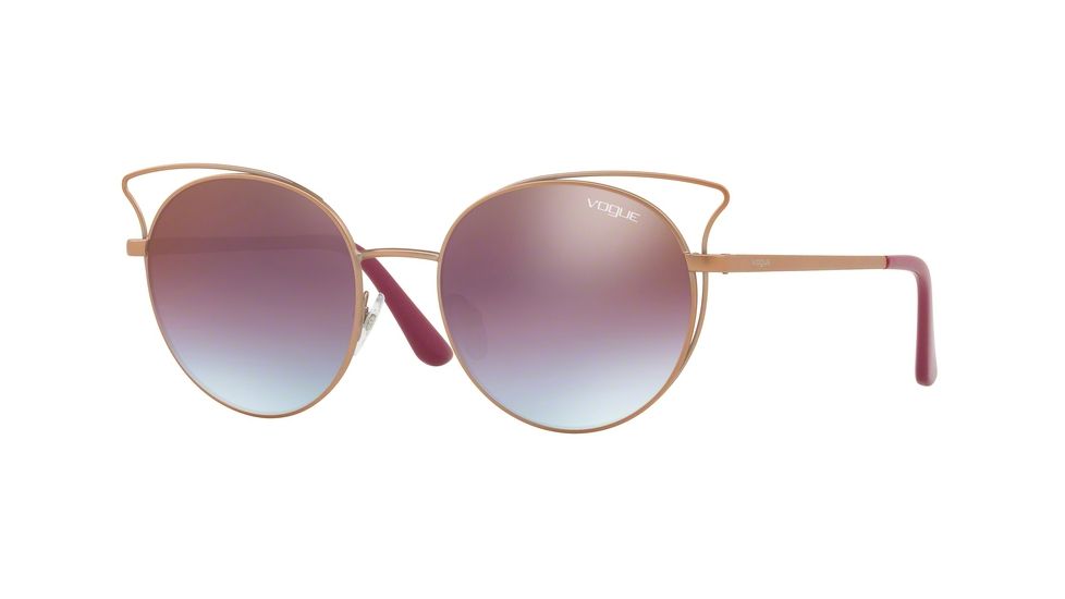 Vogue VO4048S Sunglasses 5075H7-52 - Matte Light Pink Gold Frame, Az Grad Pink Grad Brn Mirr Red Lenses